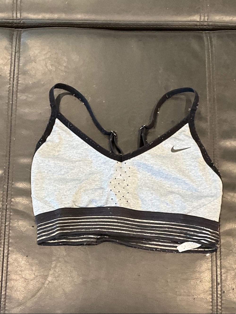 Nike Women's Heather Gray Sports Bra with Black Trim